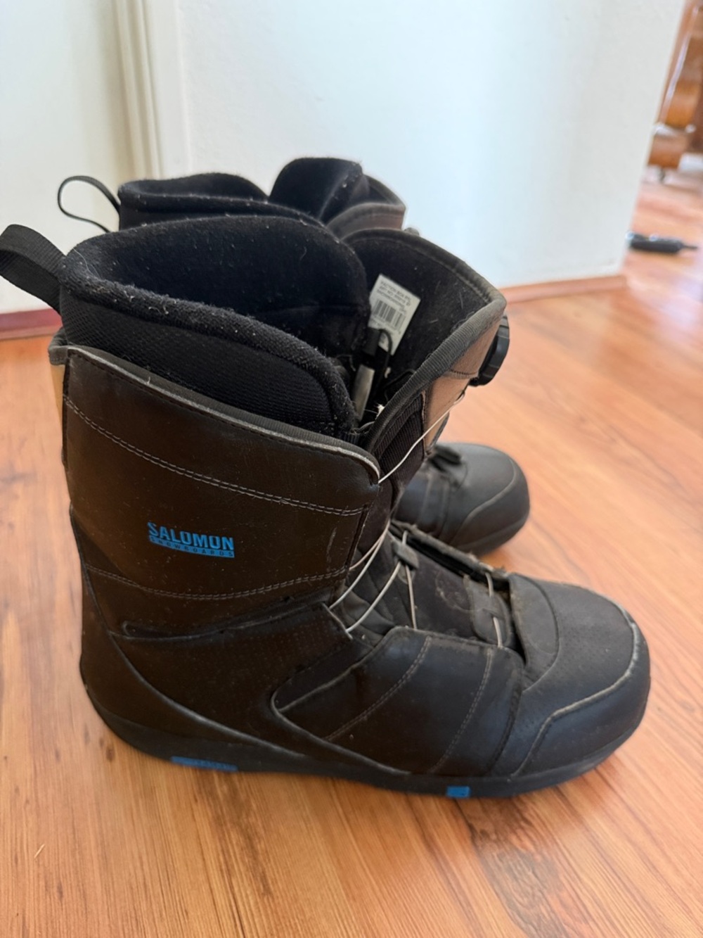 Salomon Black Snowboard Boots with Blue Logo Accents